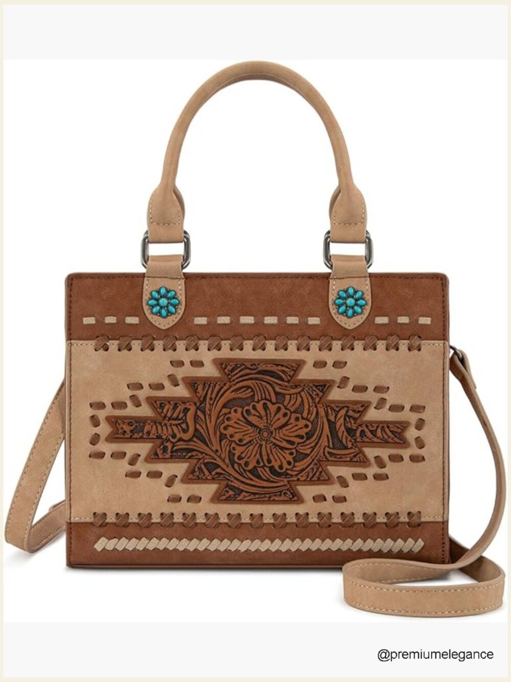 Top Handle Satchel Purse Woven Floral Handbag Western Style Tote